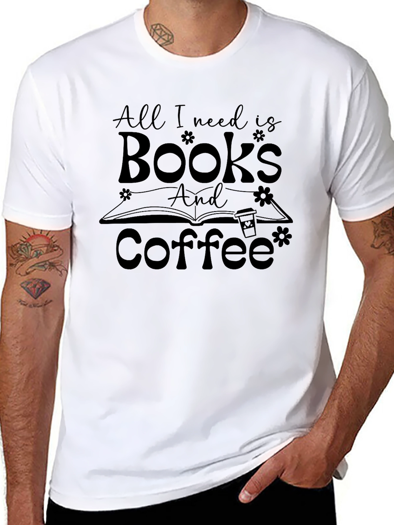 Books and Coffee Graphic T-Shirt