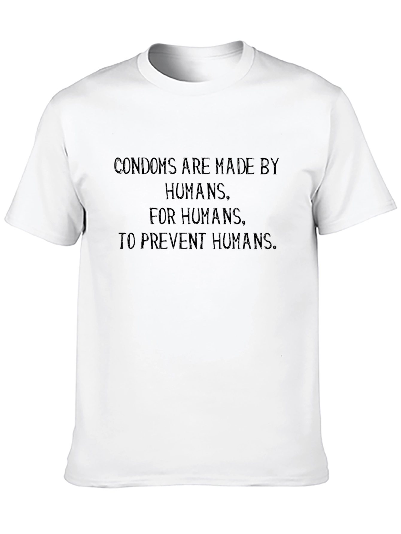 Humorous Condom Slogan Black T-Shirt