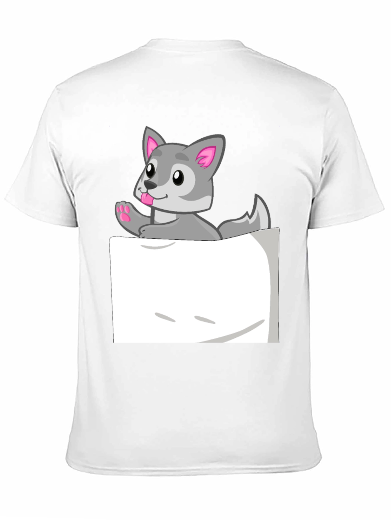Cute Wolf Pocket Graphic Tee - Fun Animal Design!