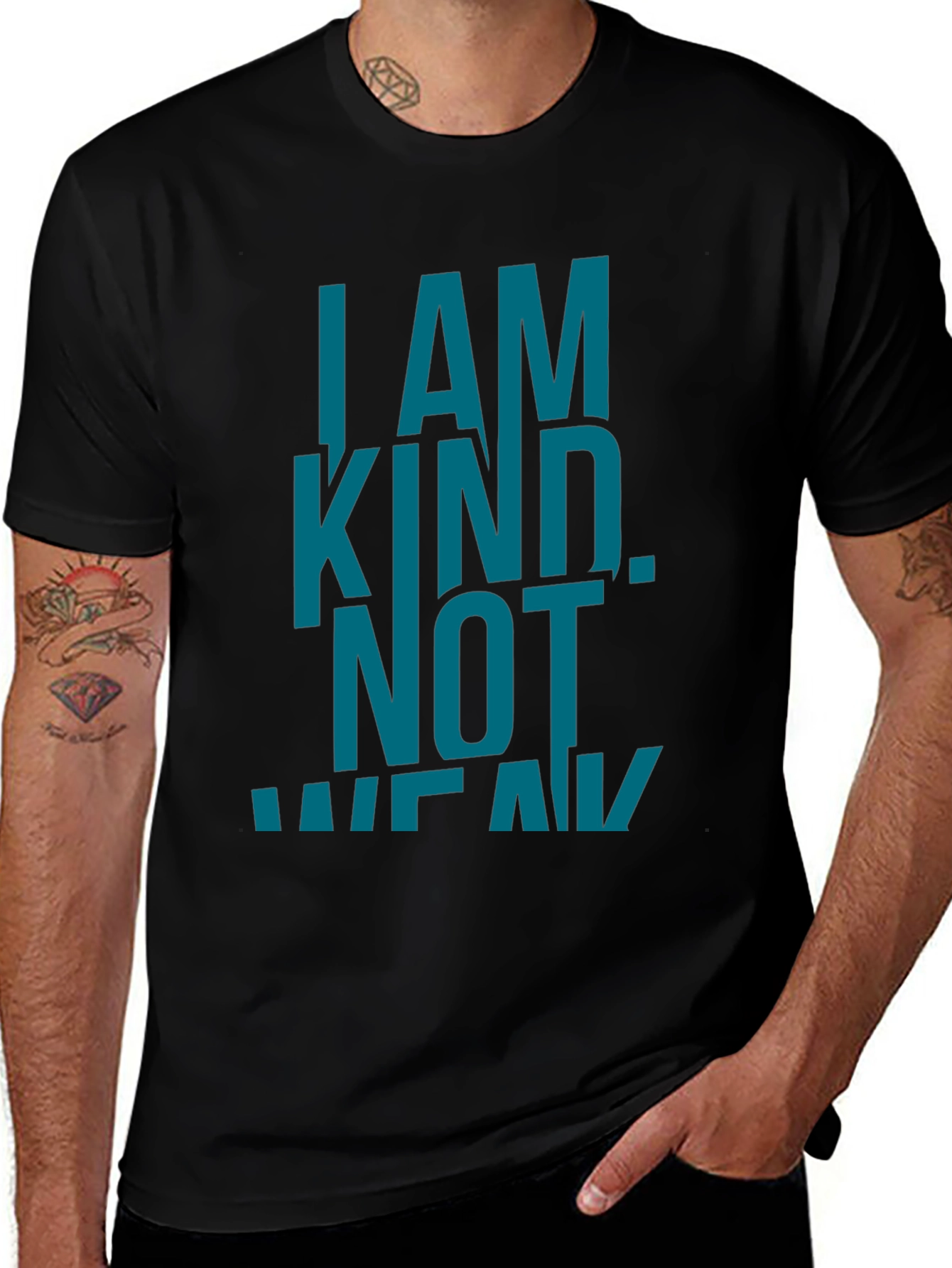 I AM KIND. NOT WEAK. Black Graphic T-Shirt