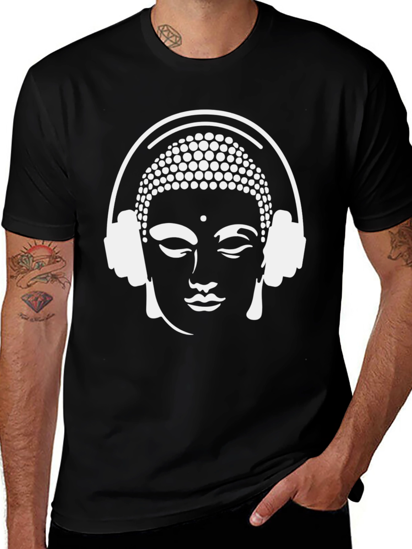 Buddha Headphones Graphic Tee - Black