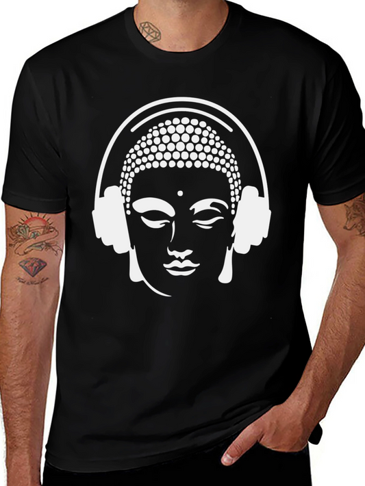 Buddha Headphones Graphic Tee - Black