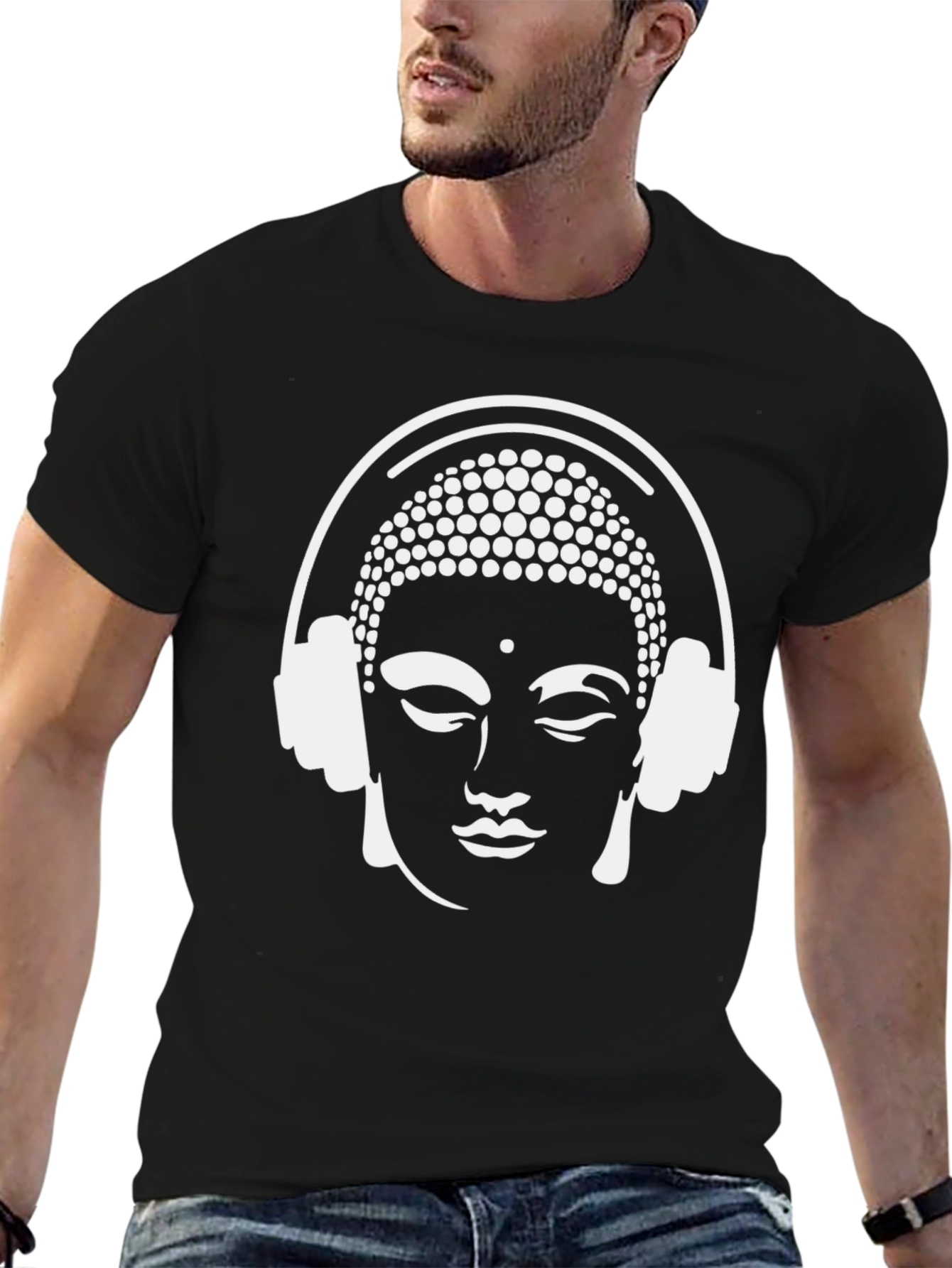 Buddha Headphones Graphic Tee - Black