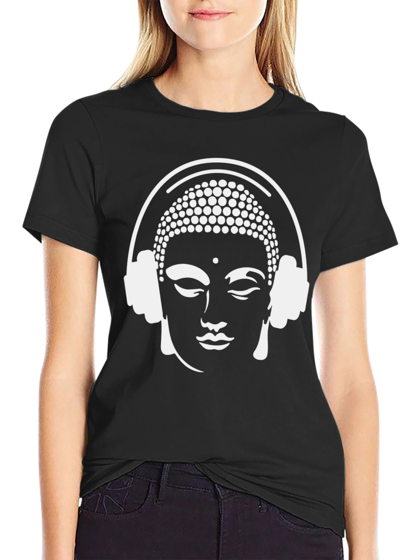 Buddha Headphones Graphic Tee - Black