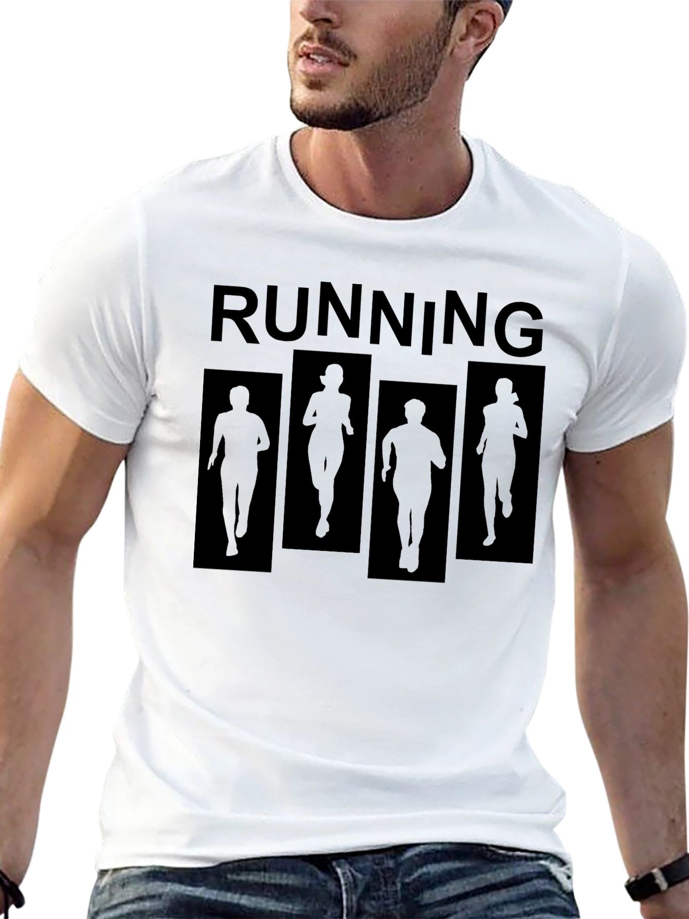 Running Silhouette Graphic Tee - Black Unisex T-Shirt