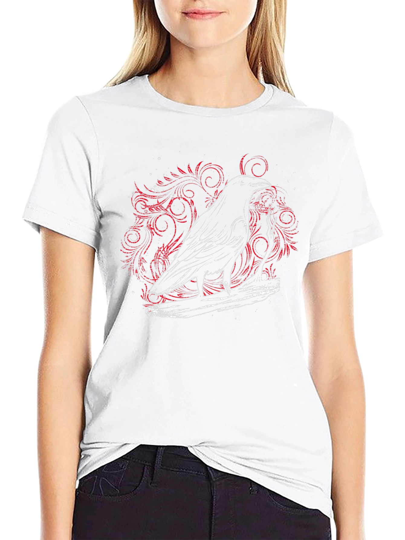 Raven Graphic Tee - Gothic Style Print