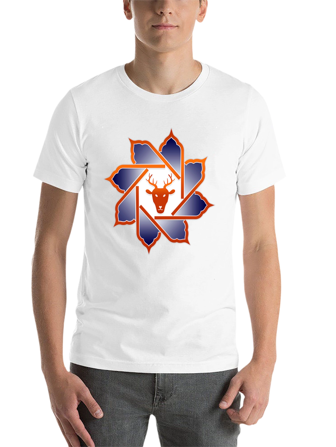 Deer Head Geometric Graphic T-Shirt
