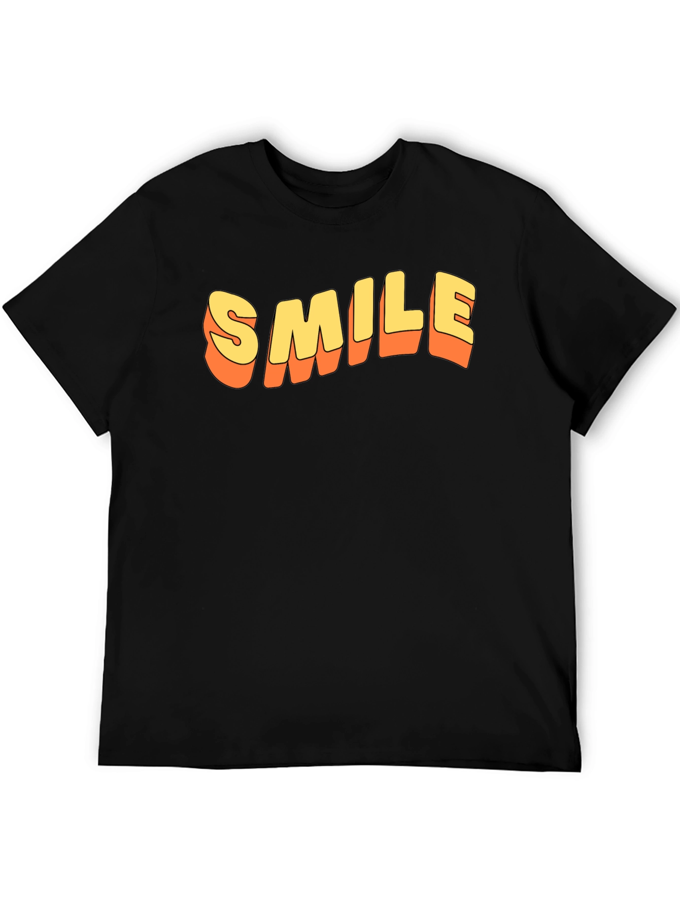 Retro SMILE Graphic Tee - Black Cotton Blend
