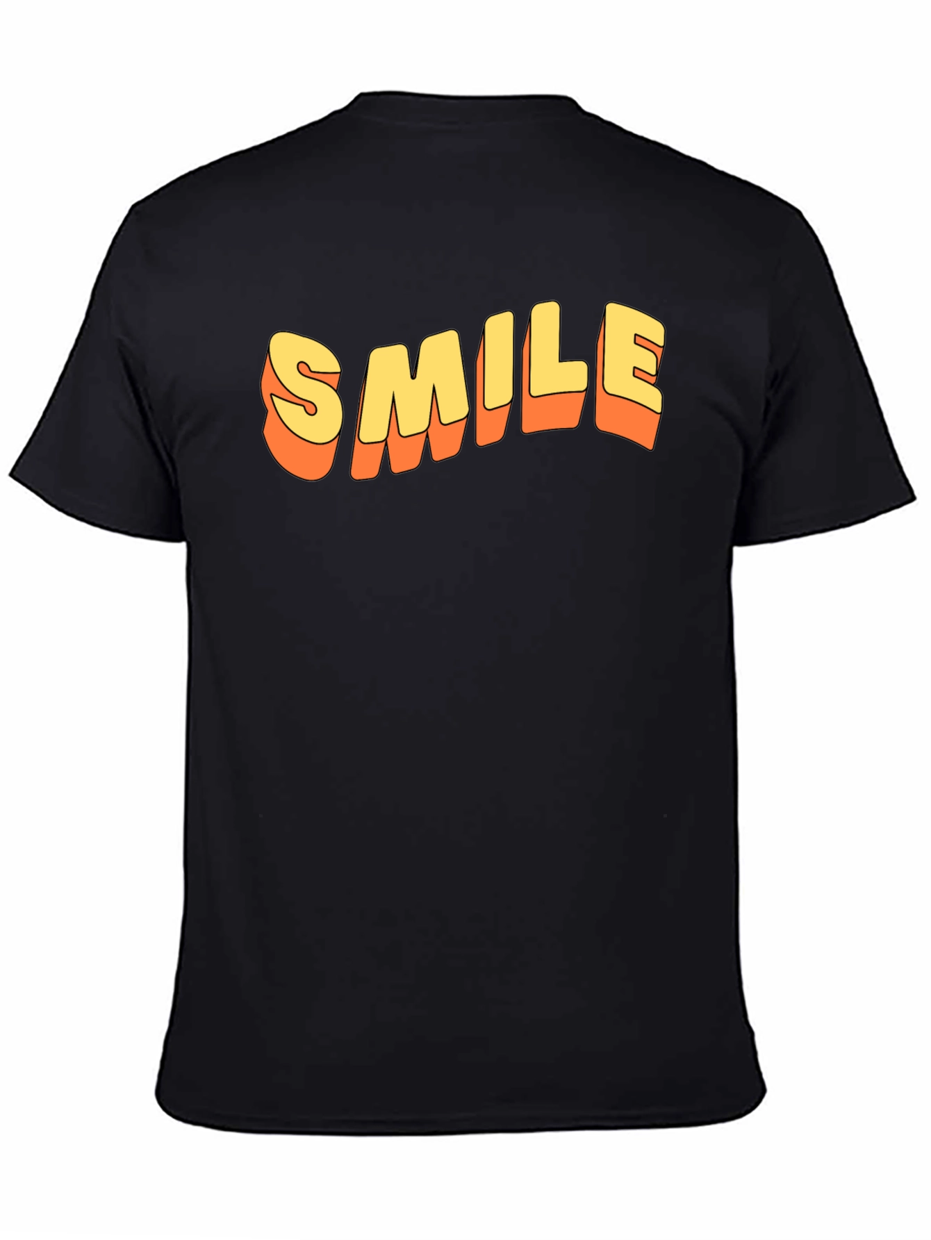 Retro SMILE Graphic Tee - Black Cotton Blend