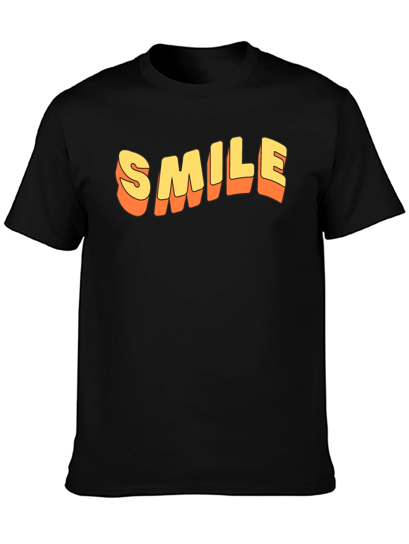 Retro SMILE Graphic Tee - Black Cotton Blend