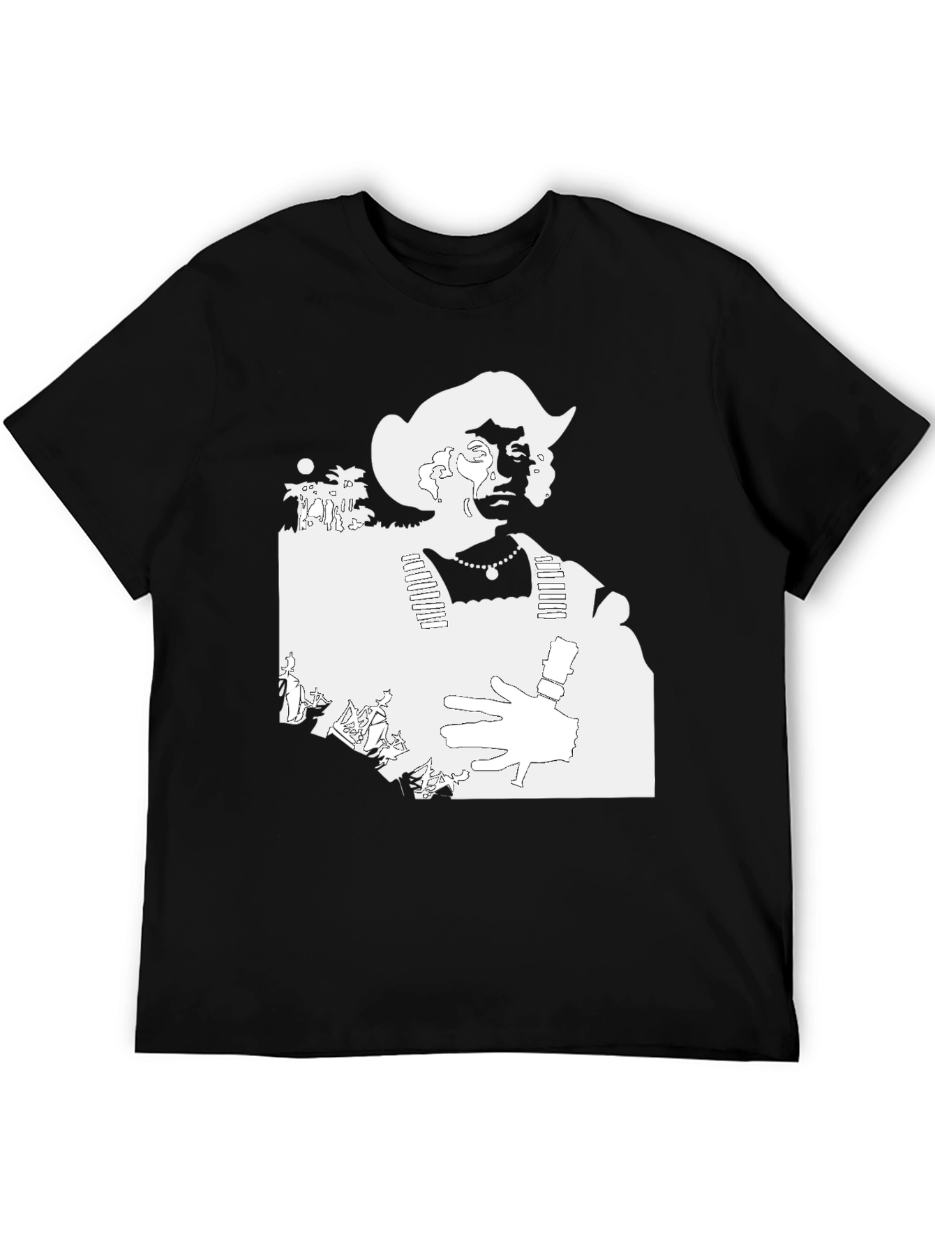 Graphic Tee: Retro Cowboy Silhouette Black T-Shirt