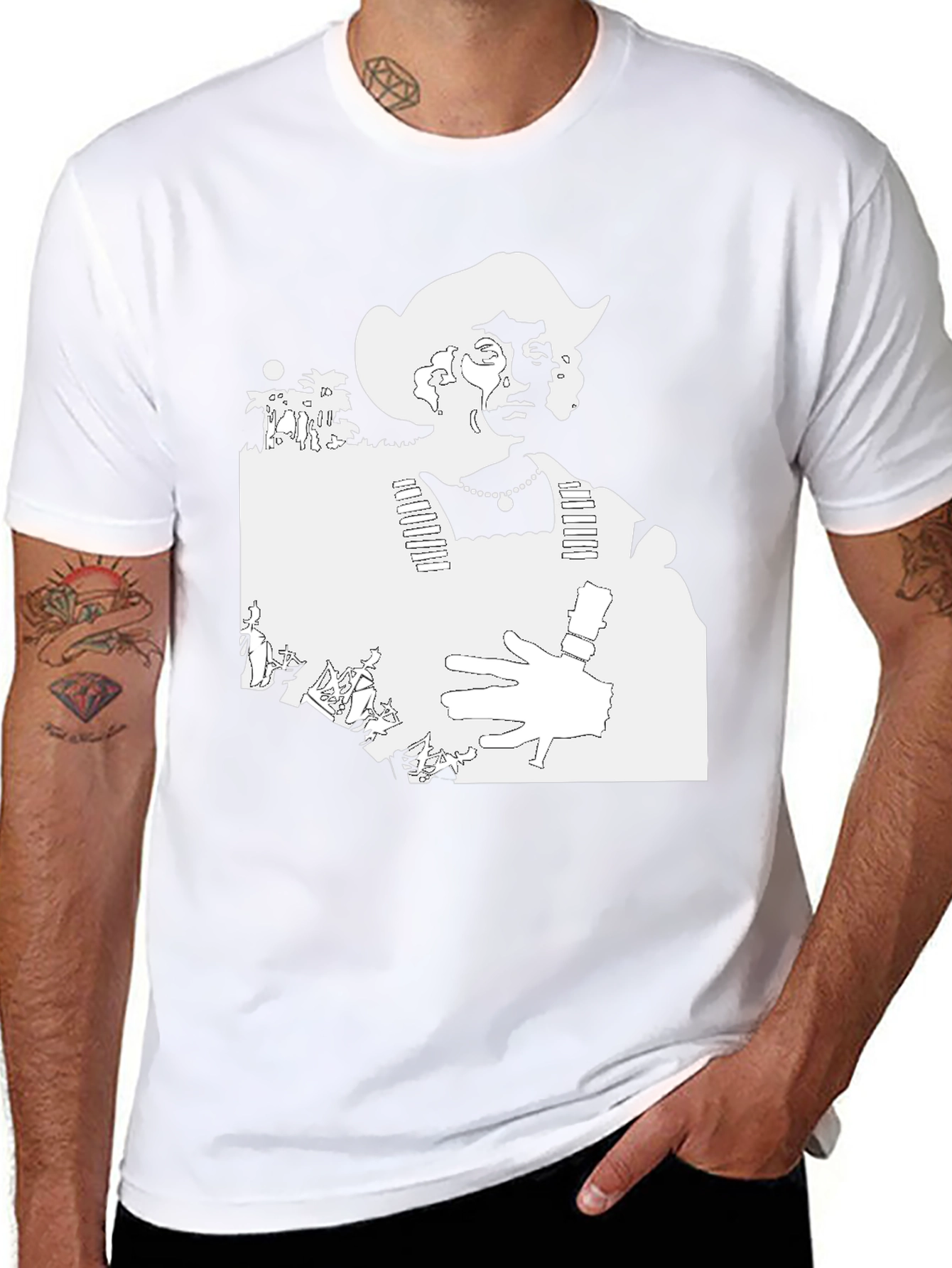 Graphic Tee: Retro Cowboy Silhouette Black T-Shirt