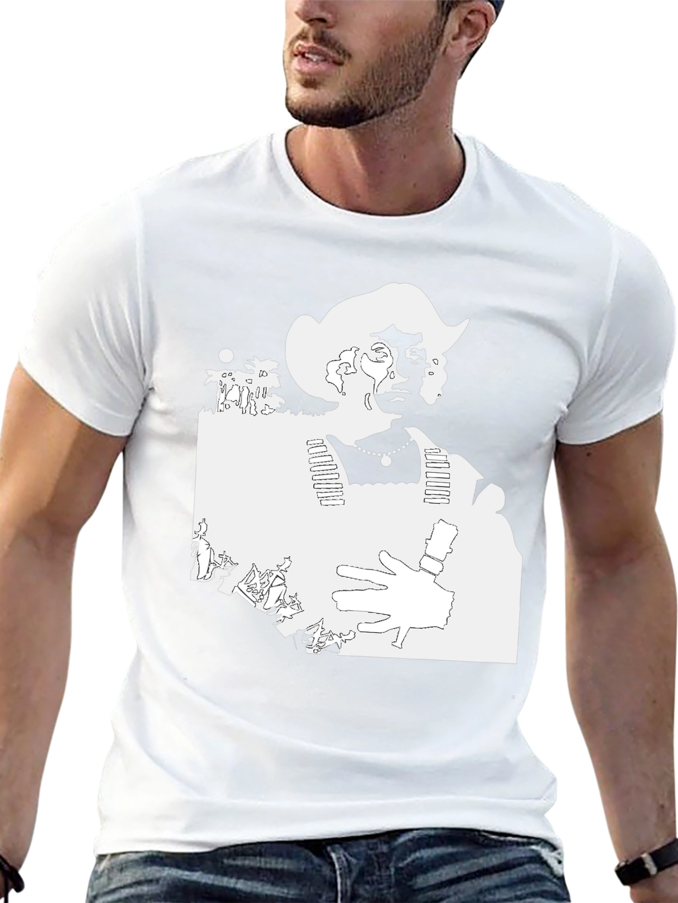 Graphic Tee: Retro Cowboy Silhouette Black T-Shirt