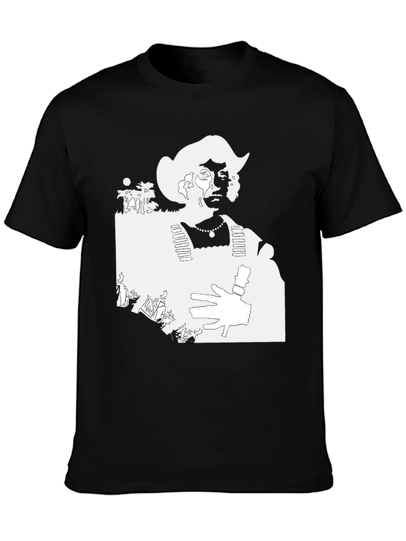 Graphic Tee: Retro Cowboy Silhouette Black T-Shirt