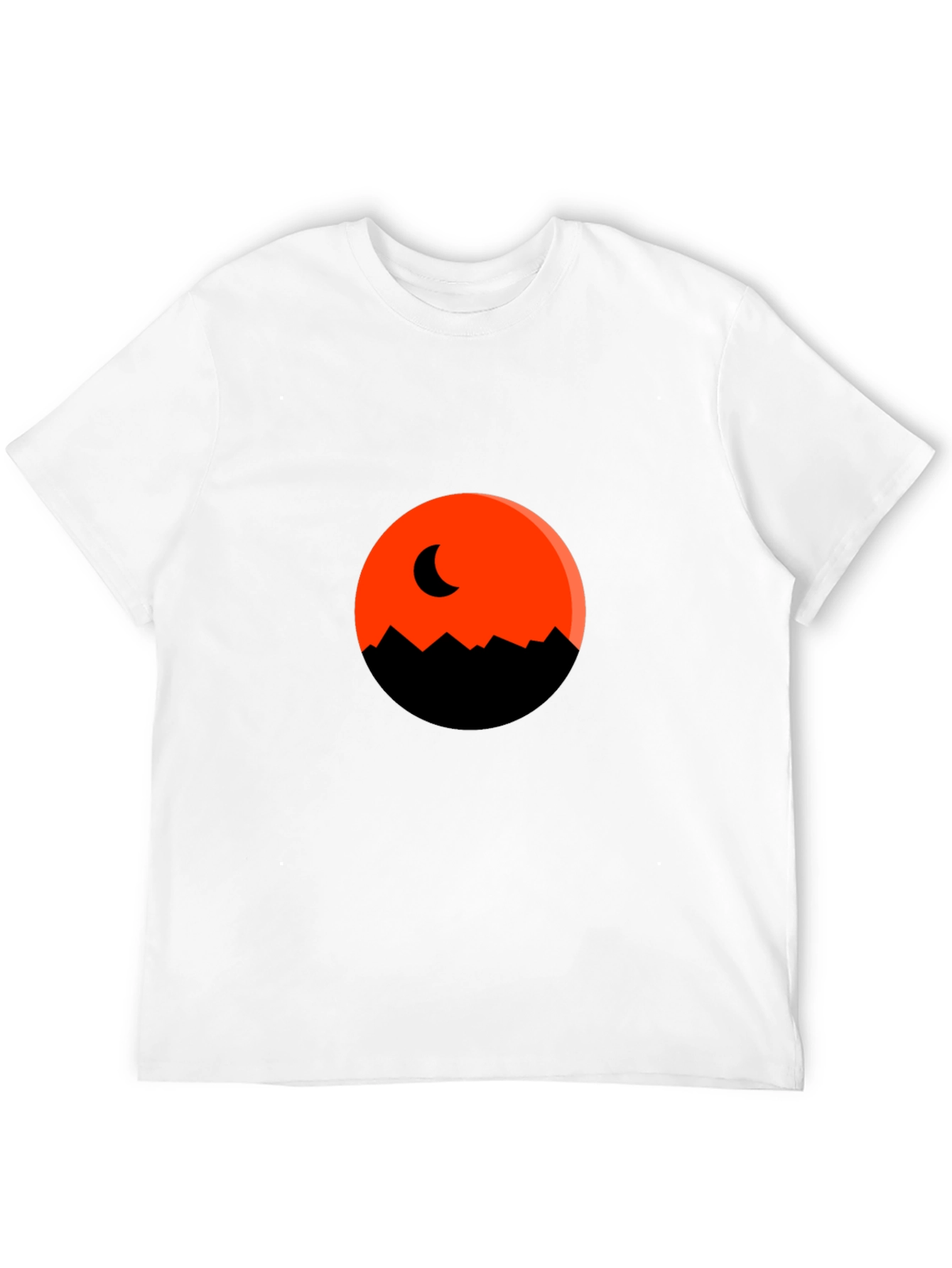 Orange Moon Mountain Black T-Shirt
