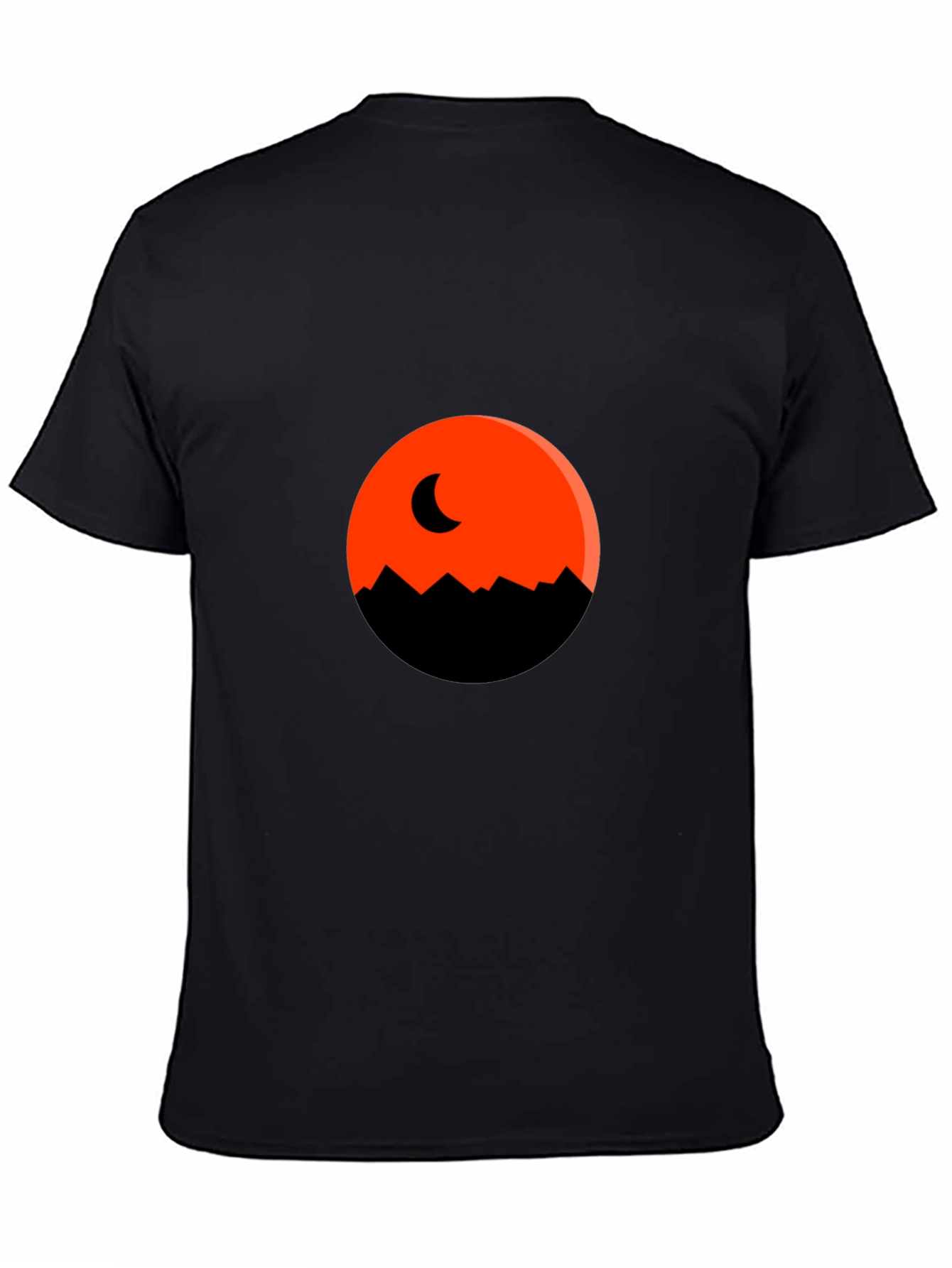 Orange Moon Mountain Black T-Shirt