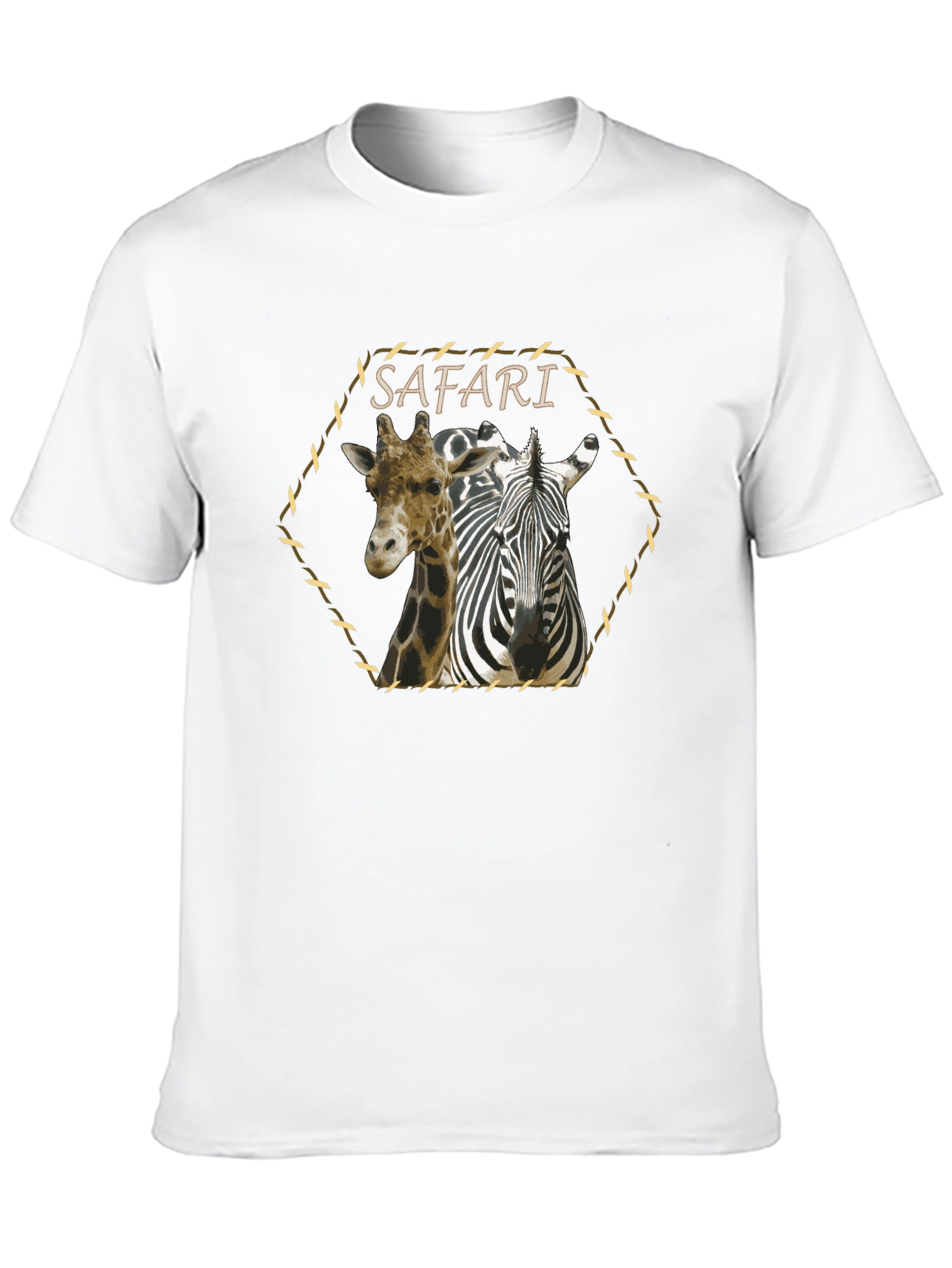 Safari Giraffe Zebra Graphic Print Black T-Shirt