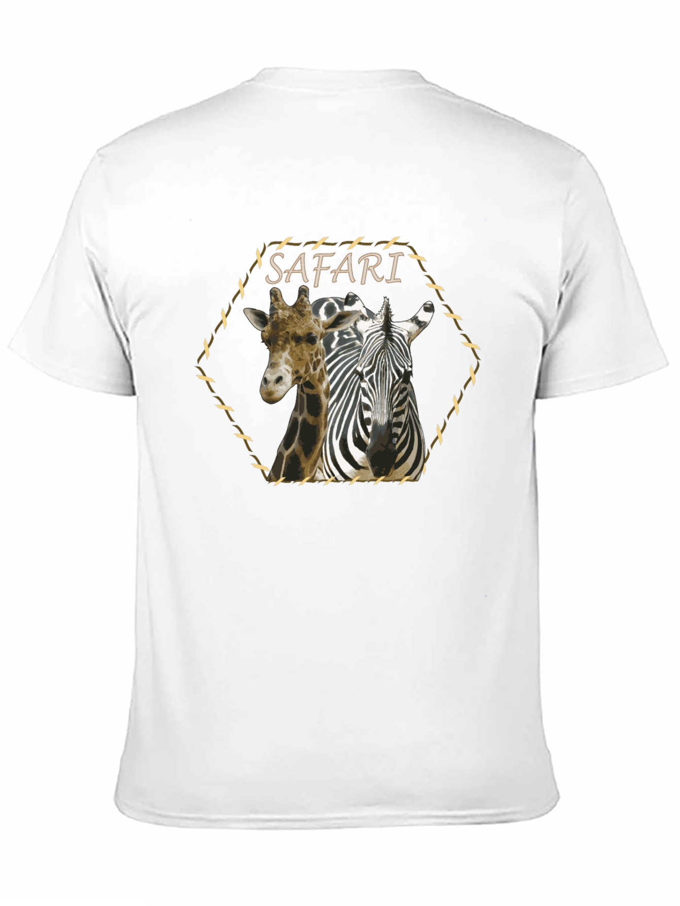 Safari Giraffe Zebra Graphic Print Black T-Shirt