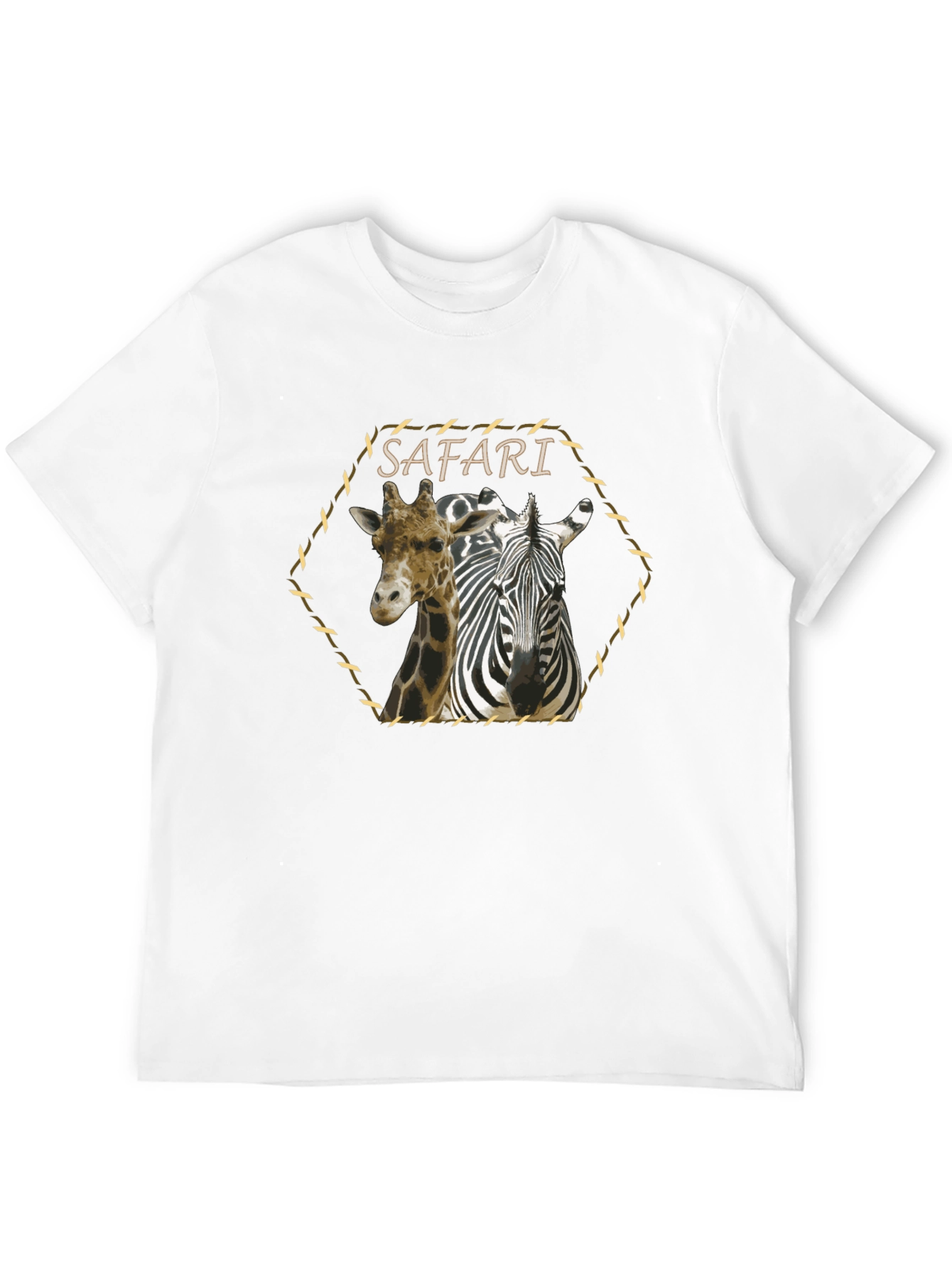 Safari Giraffe Zebra Graphic Print Black T-Shirt