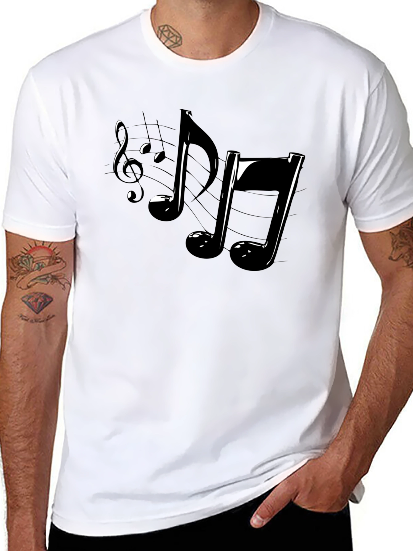Musical Notes Black T-Shirt
