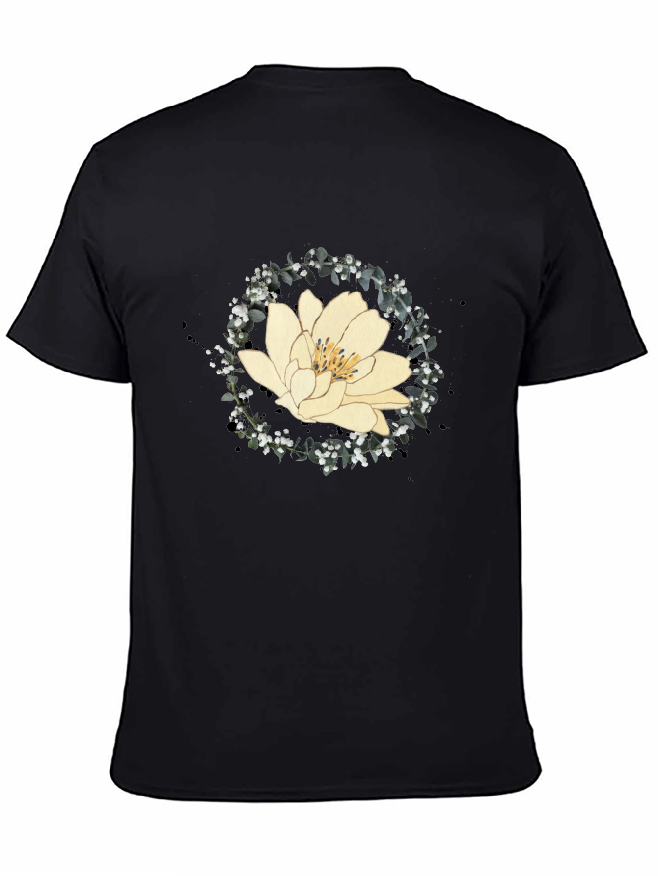 Lotus Flower Graphic Tee - Black Cotton Blend