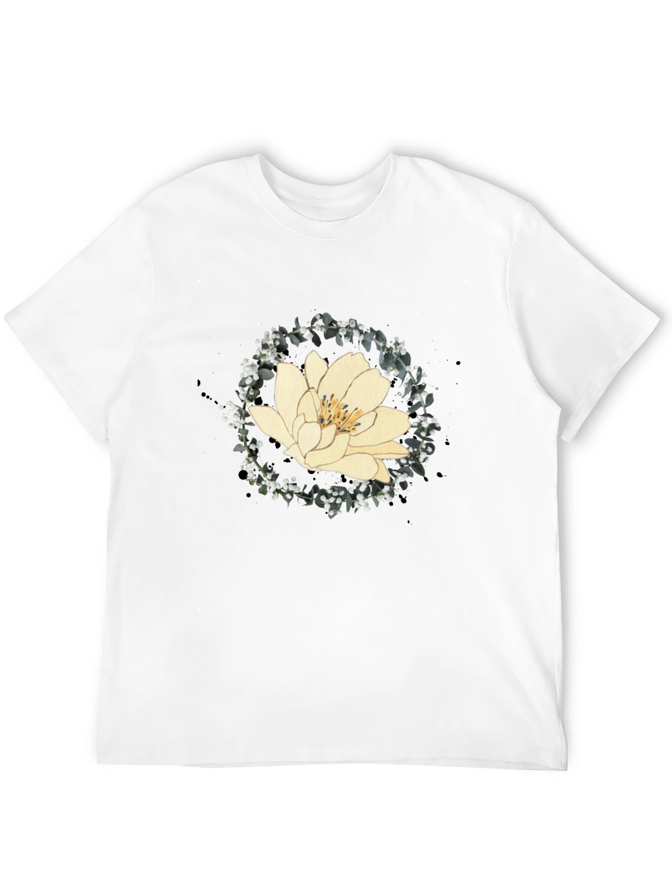 Lotus Flower Graphic Tee - Black Cotton Blend