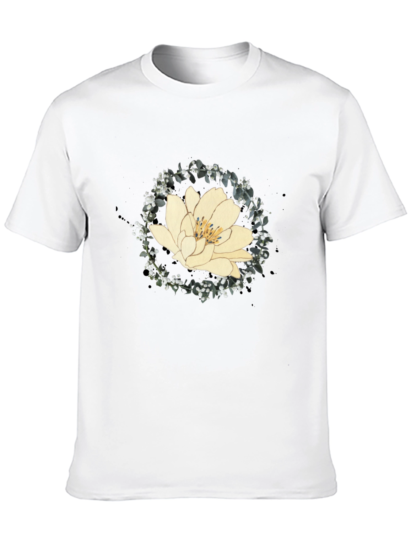 Lotus Flower Graphic Tee - Black Cotton Blend