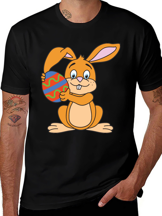 Easter Bunny T-Shirt - Cartoon Rabbit Holding Egg