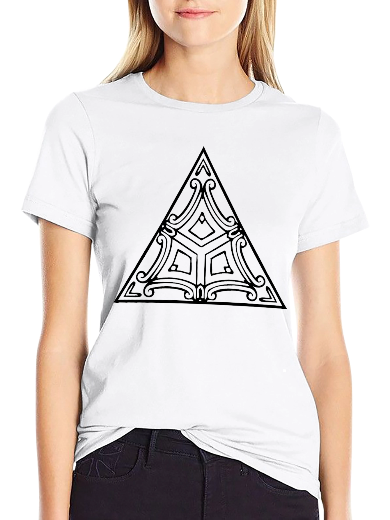 Geometric Triangle Graphic Black T-Shirt