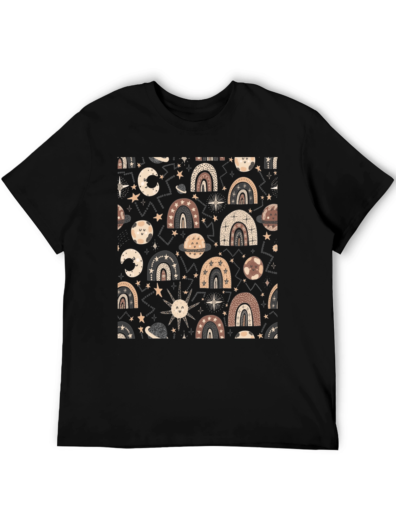Celestial Rainbow Graphic Tee - Black Unisex T-Shirt