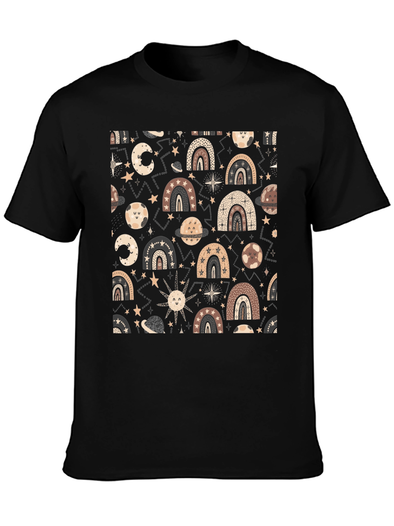 Celestial Rainbow Graphic Tee - Black Unisex T-Shirt