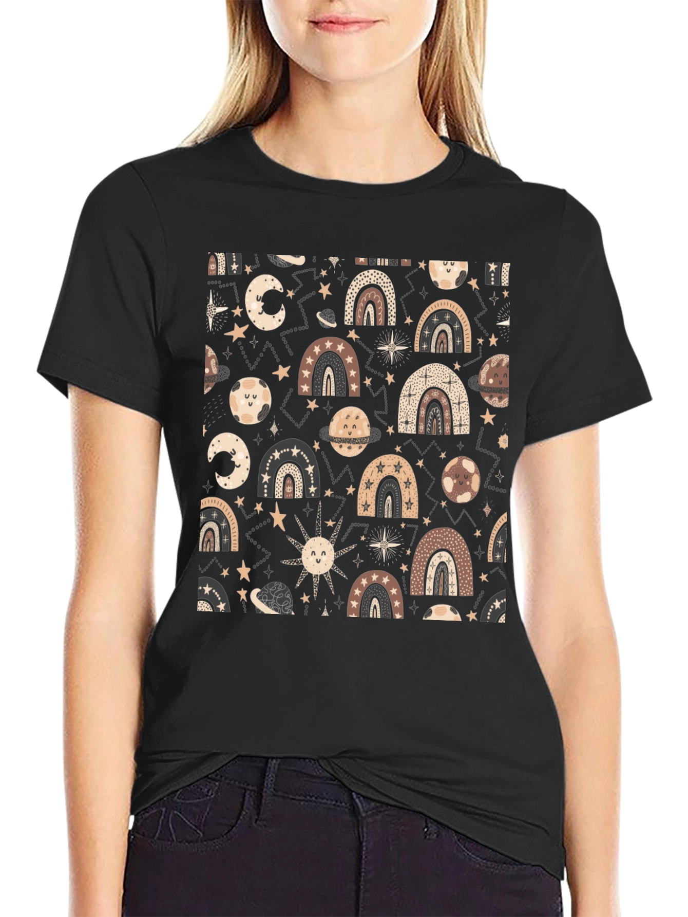 Celestial Rainbow Graphic Tee - Black Unisex T-Shirt