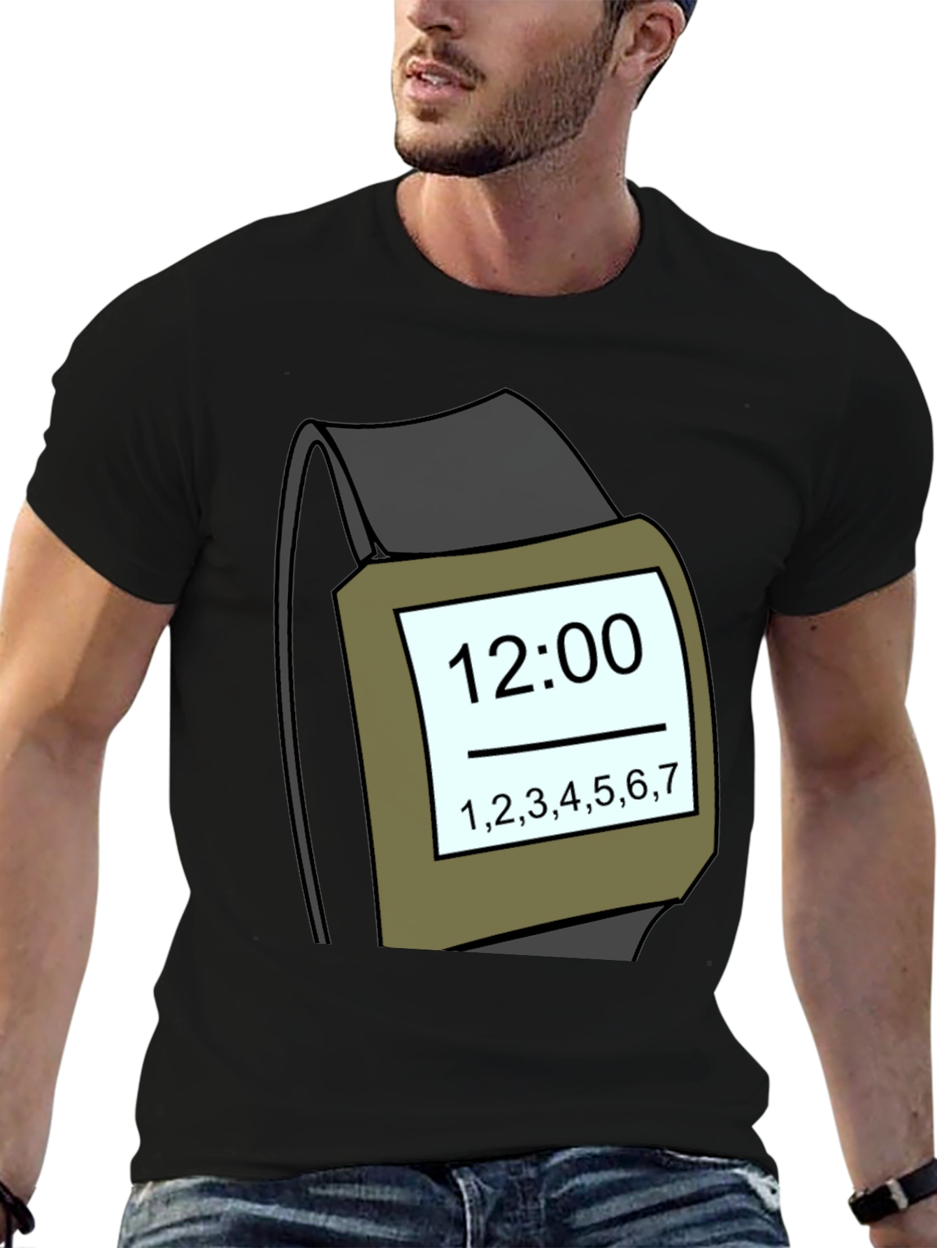 Funny Smartwatch Graphic Tee - Time Display T-Shirt