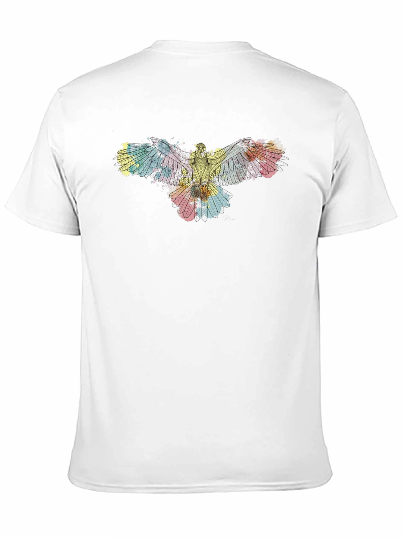 Abstract Bird Print Black T-Shirt