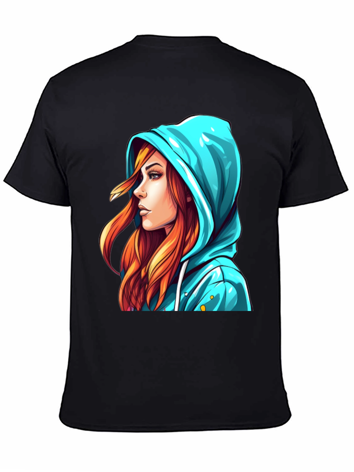 Stylish Graphic Tee - Girl in Hoodie