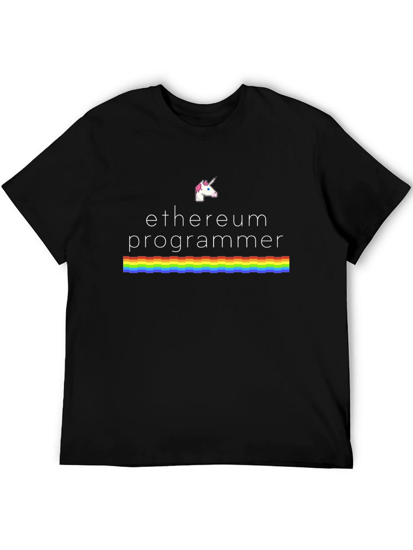 Ethereum Programmer Rainbow Unicorn Black T-Shirt