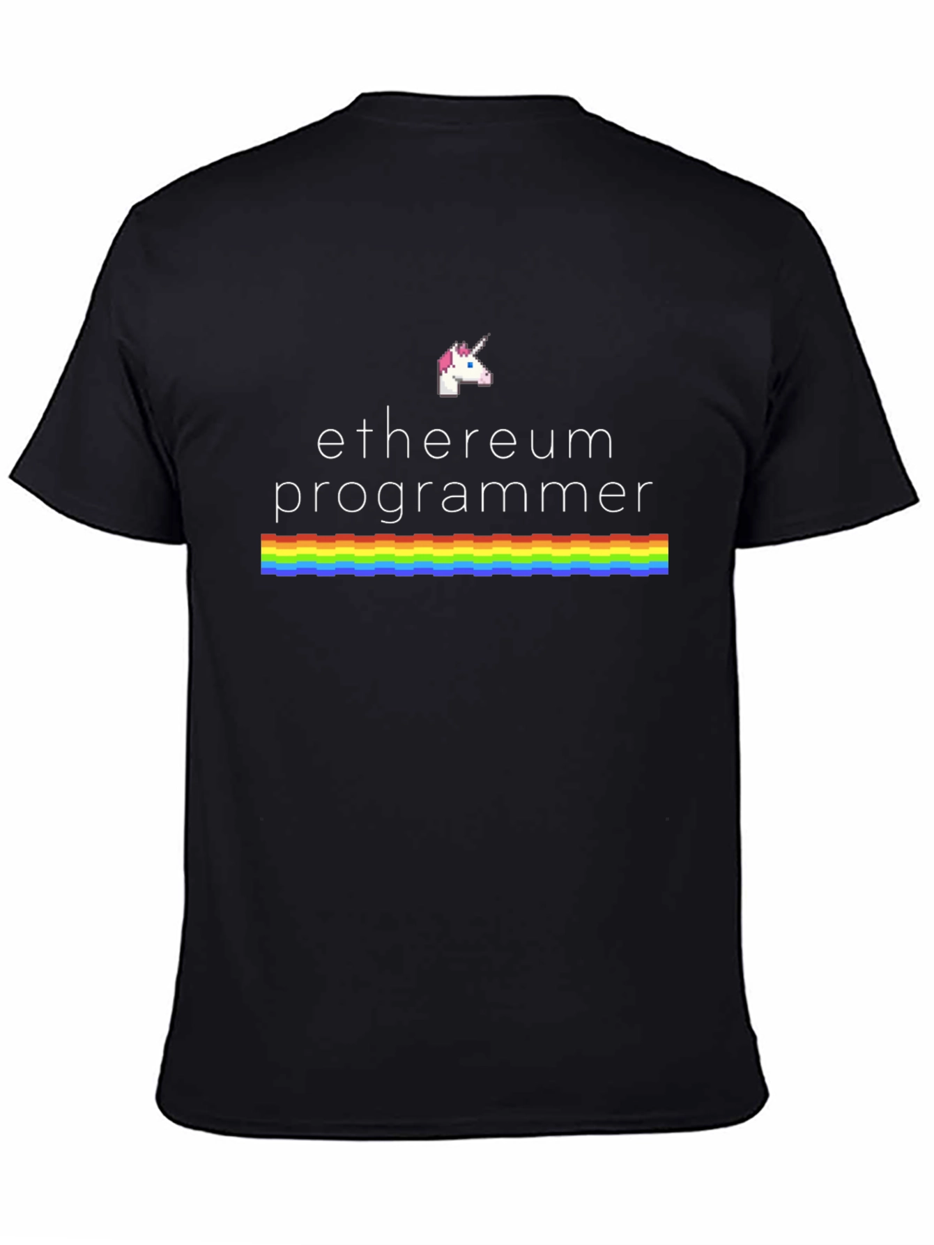 Ethereum Programmer Rainbow Unicorn Black T-Shirt