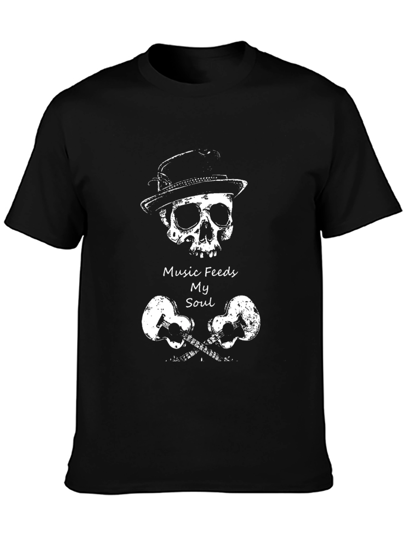 Music Feeds My Soul Skull & Guitars T-Shirt
