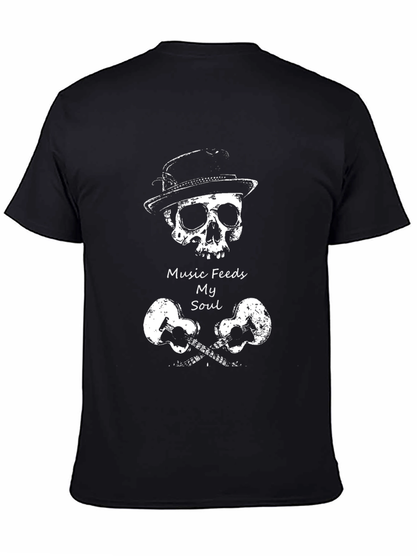 Music Feeds My Soul Skull & Guitars T-Shirt