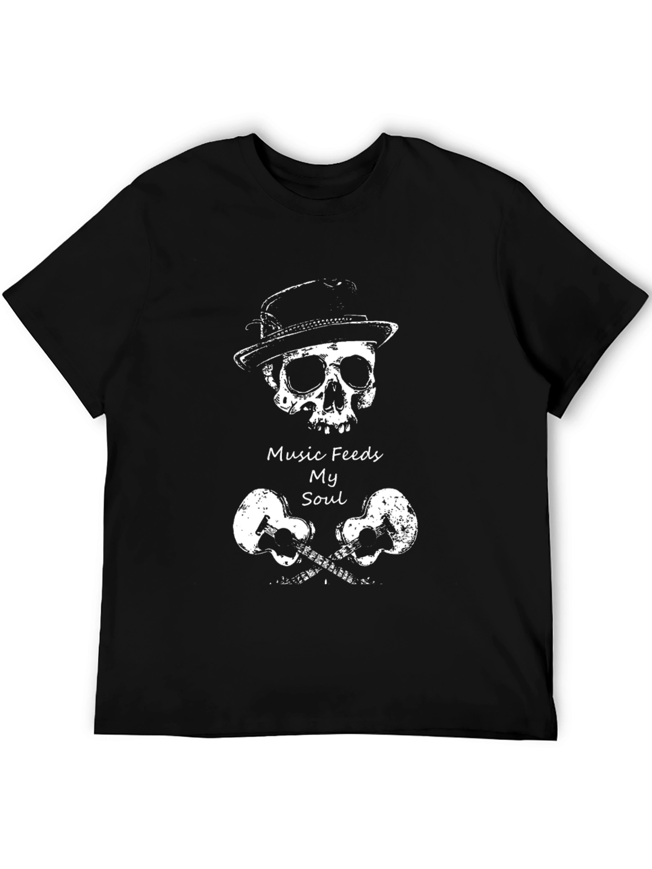 Music Feeds My Soul Skull & Guitars T-Shirt