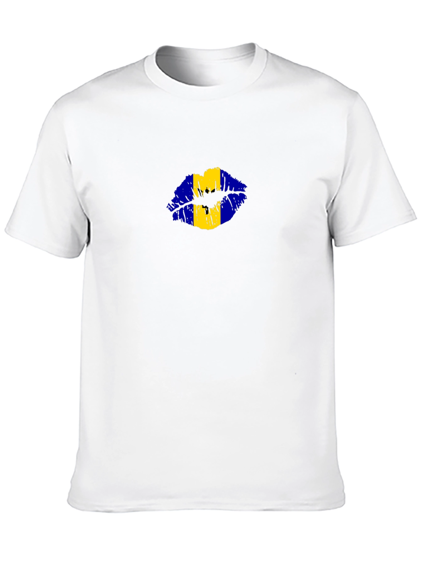 Barbados Flag Lips Black T-Shirt
