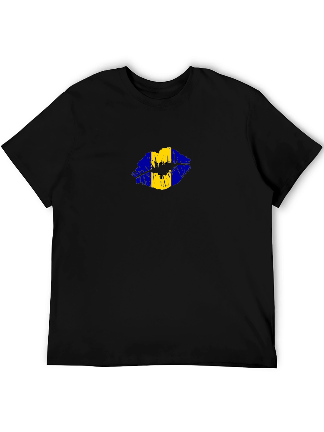 Barbados Flag Lips Black T-Shirt