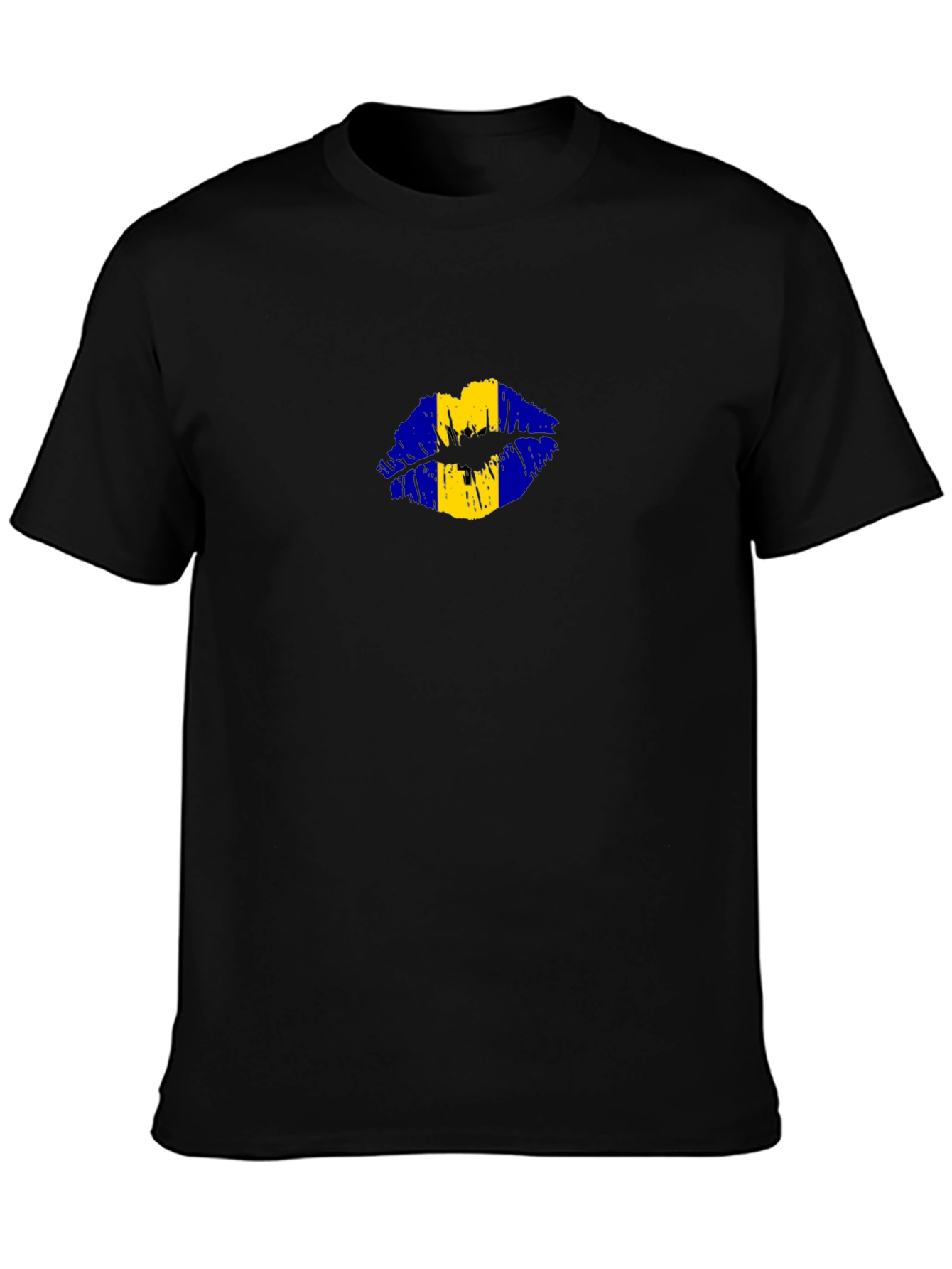 Barbados Flag Lips Black T-Shirt