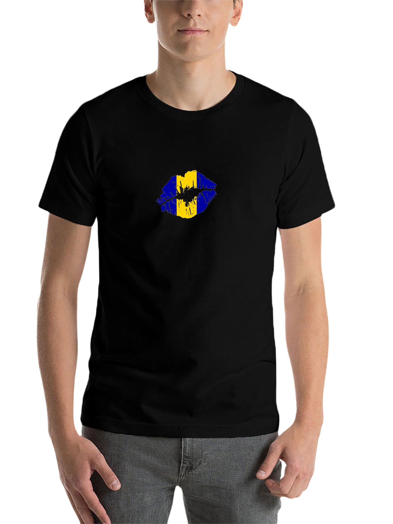 Barbados Flag Lips Black T-Shirt