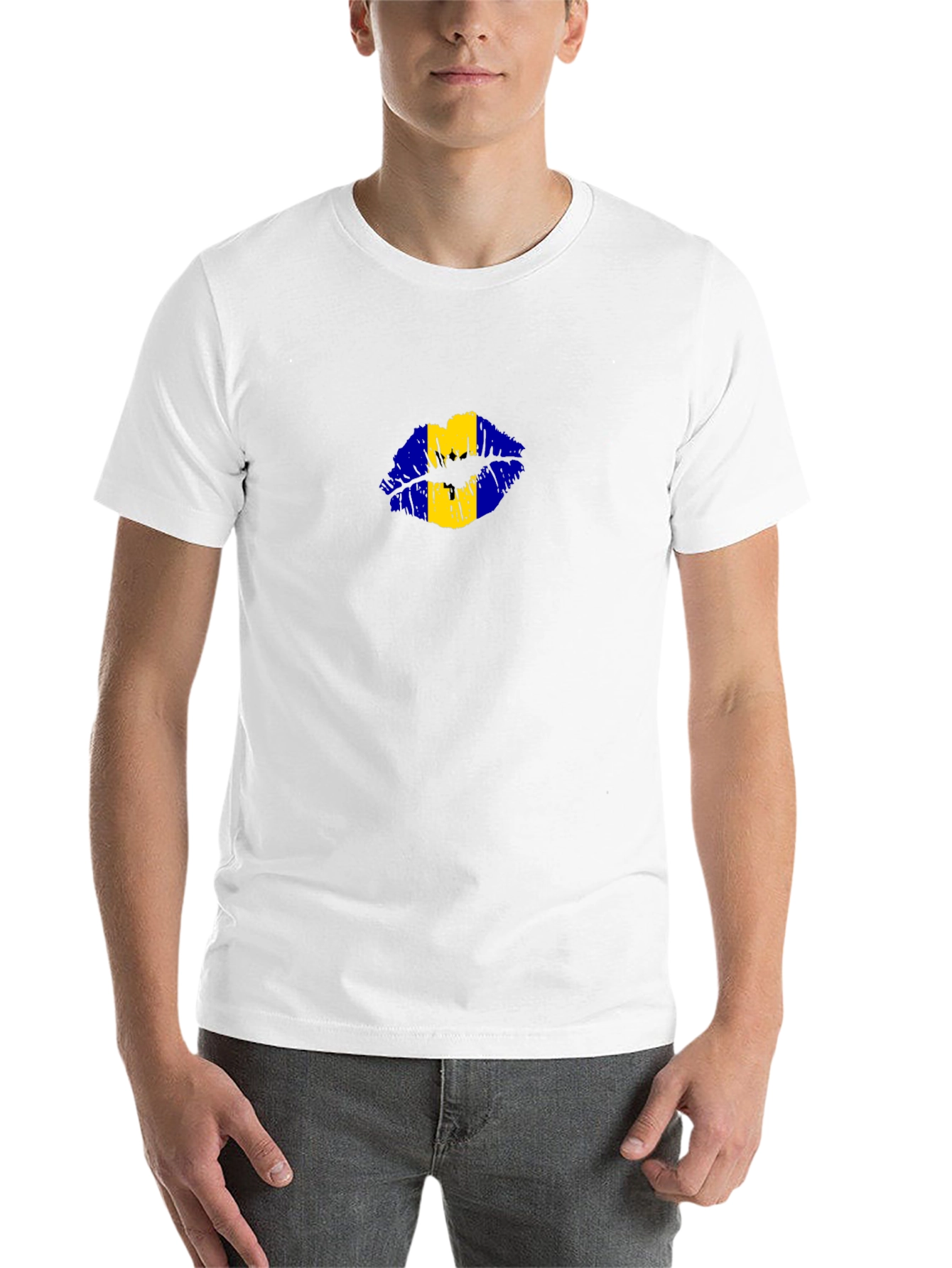 Barbados Flag Lips Black T-Shirt