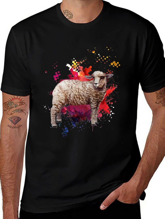 Watercolor Sheep Graphic Tee - Unique Animal Design