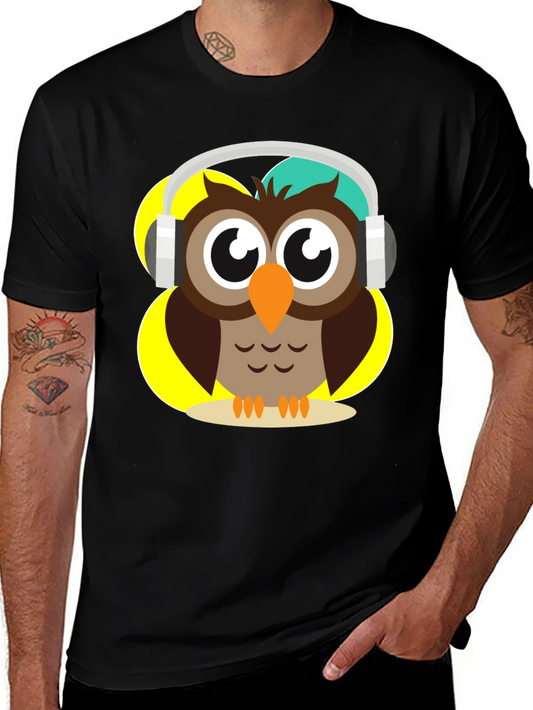 Owl Wearing Headphones Graphic T-Shirt