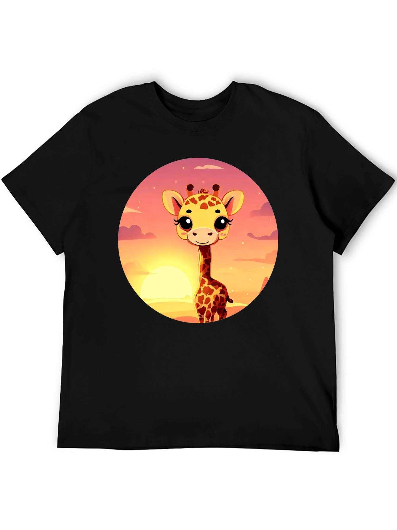 Cute Giraffe Sunset Graphic T-Shirt