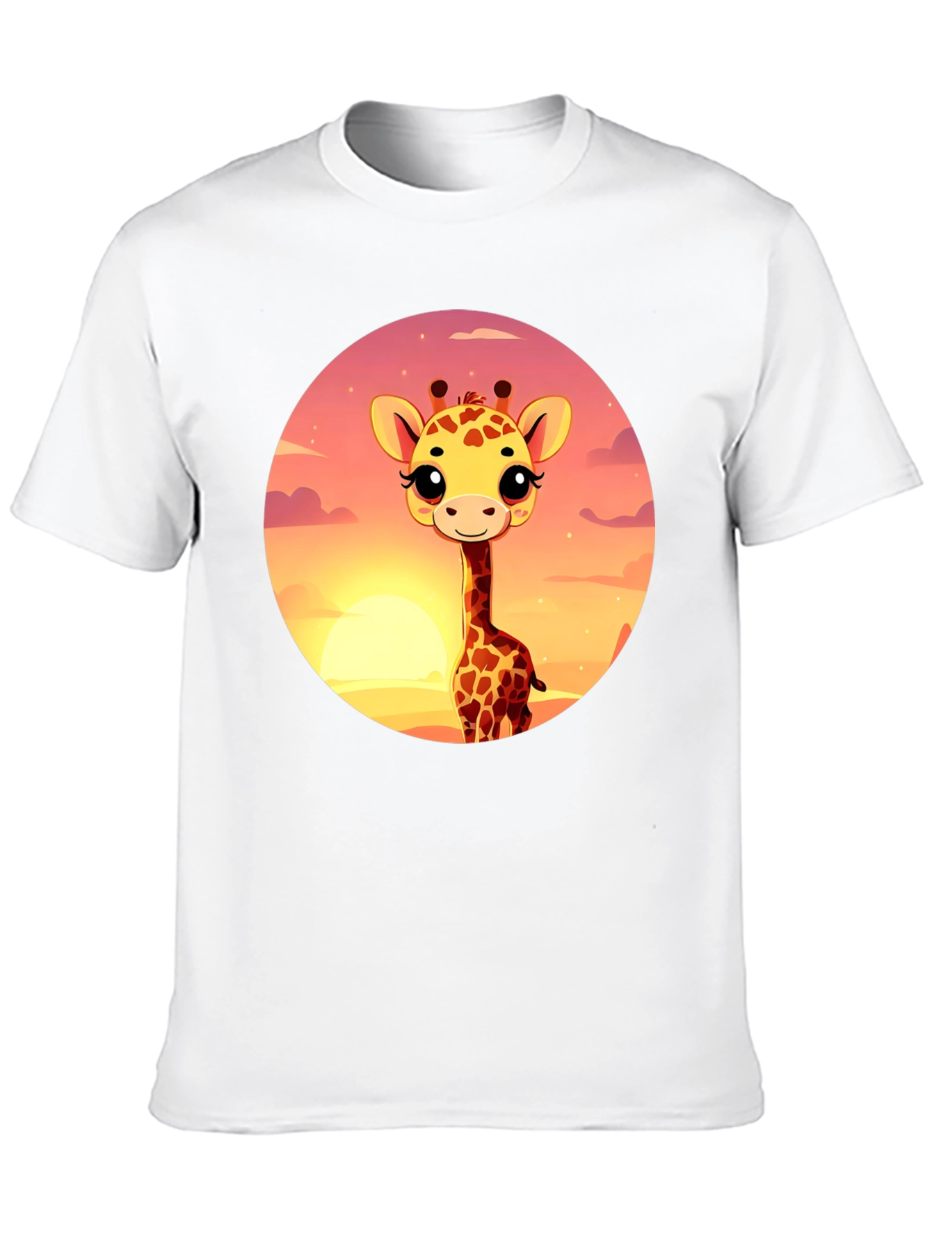 Cute Giraffe Sunset Graphic T-Shirt