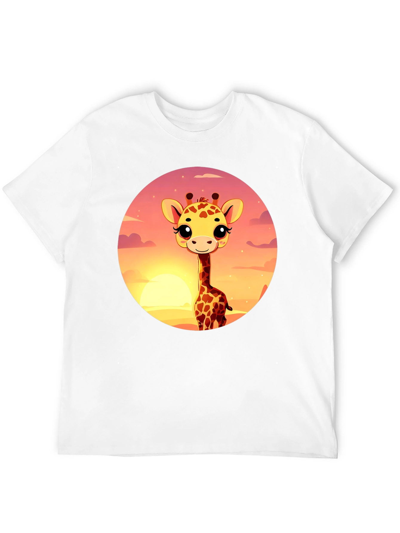 Cute Giraffe Sunset Graphic T-Shirt